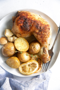 Rotisserie Chicken Leg & Baked Potatoes